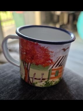Hand-Painted Red Tree Enamel Mini Espresso Mug - Home Dining
